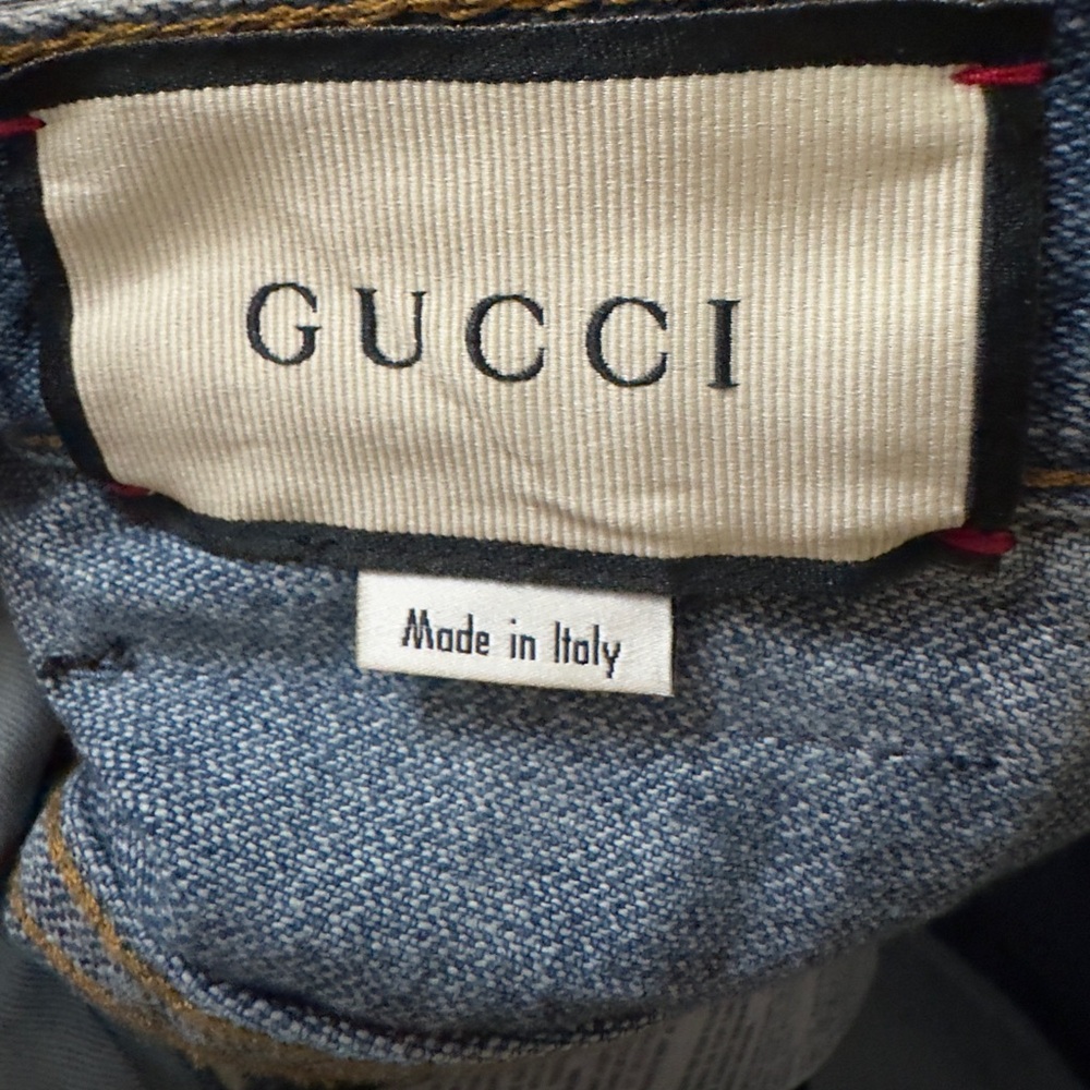 Gucci Guccy Denim Jeans with Green Logo and Red Patch size 26 - Picture 7 of 10